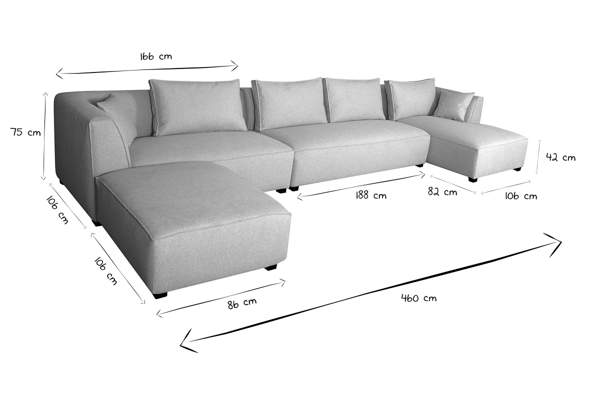 Ecksofa modulierbar 4 Elemente grau PLURIEL