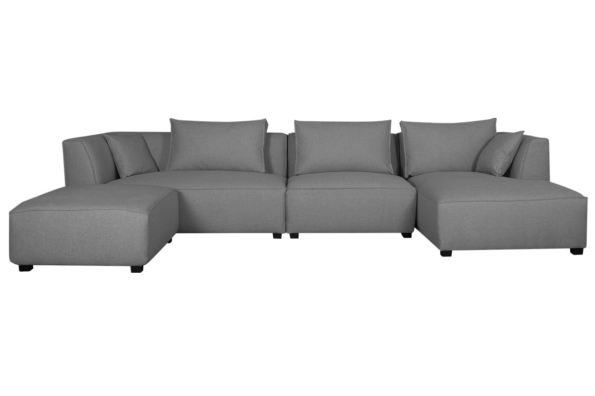 Ecksofa modulierbar 4 Elemente hellgrau PLURIEL