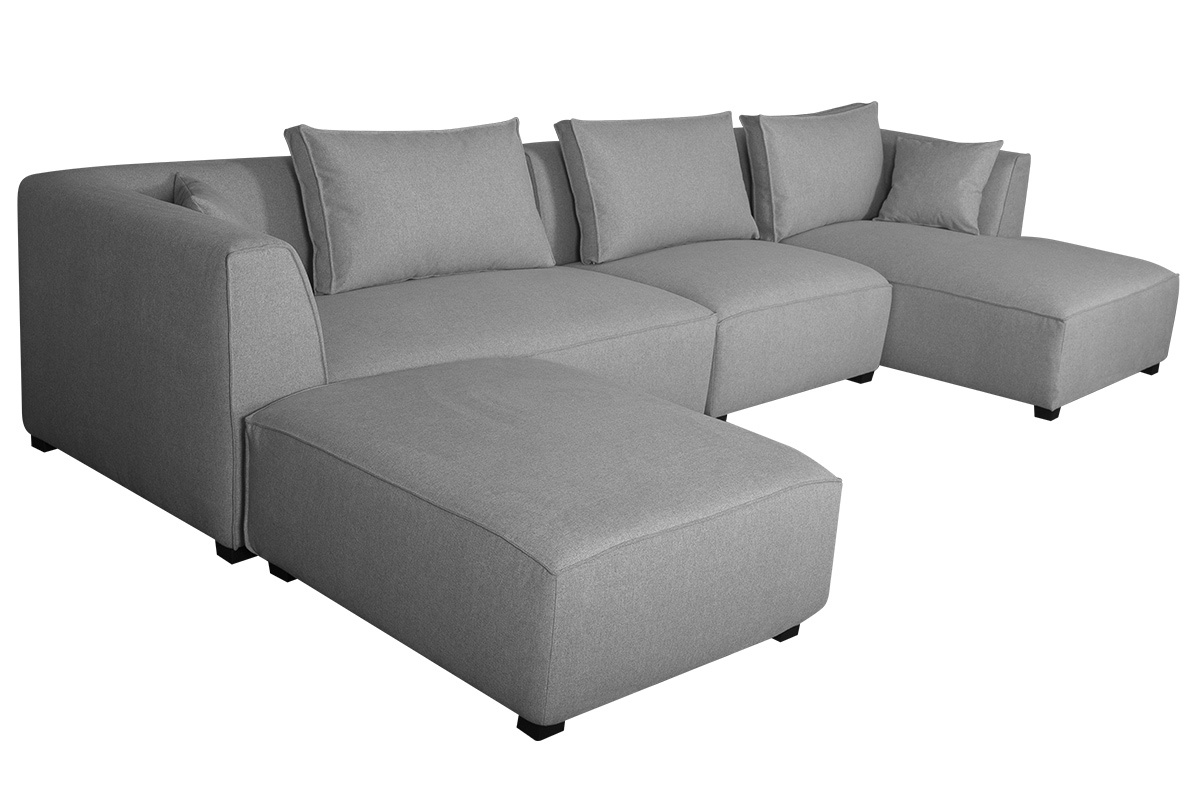Ecksofa modulierbar 4 Elemente hellgrau PLURIEL