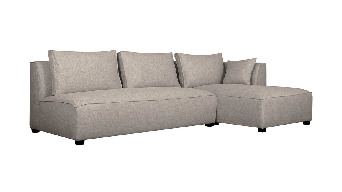 Ecksofa modulierbar gerader Winkel mit Chaiselongue beige PLURIEL