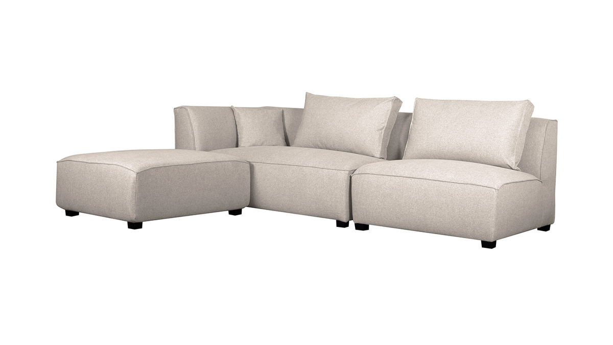 Ecksofa modulierbar in beigem Bezug PLURIEL