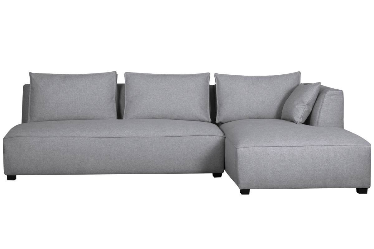 Ecksofa modulierbar mit gerader Chaiselongue hellgrau PLURIEL