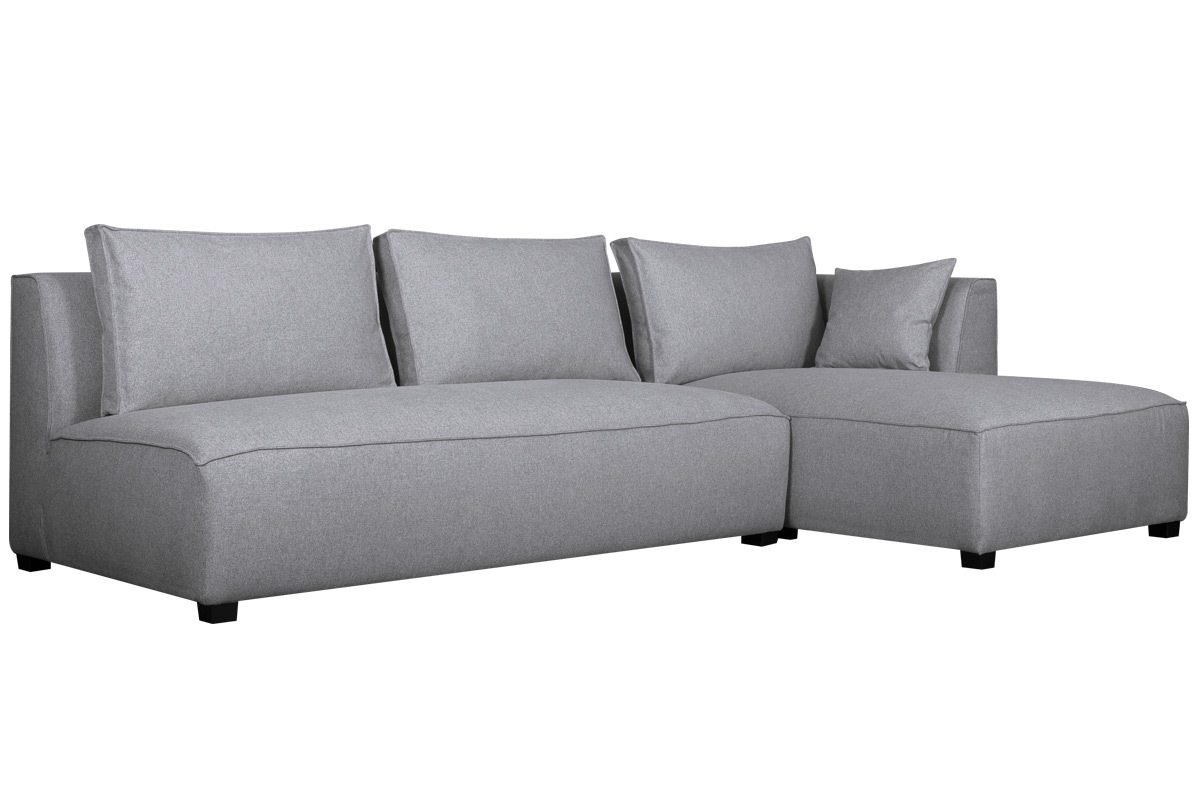 Ecksofa modulierbar mit gerader Chaiselongue hellgrau PLURIEL