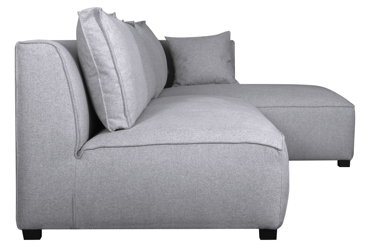 Ecksofa modulierbar mit gerader Chaiselongue hellgrau PLURIEL