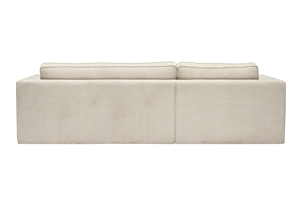 Ecksofa rechts Design in texturiertem Samt-Effekt Stoff beige 3-Sitzer GRAMMY