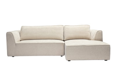 Ecksofa rechts Design in texturiertem Samt-Effekt Stoff beige 3-Sitzer GRAMMY
