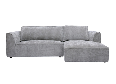 Ecksofa rechts im Design aus grauem Stoff mit Samteffekt, 3-Sitzer GRAMMY