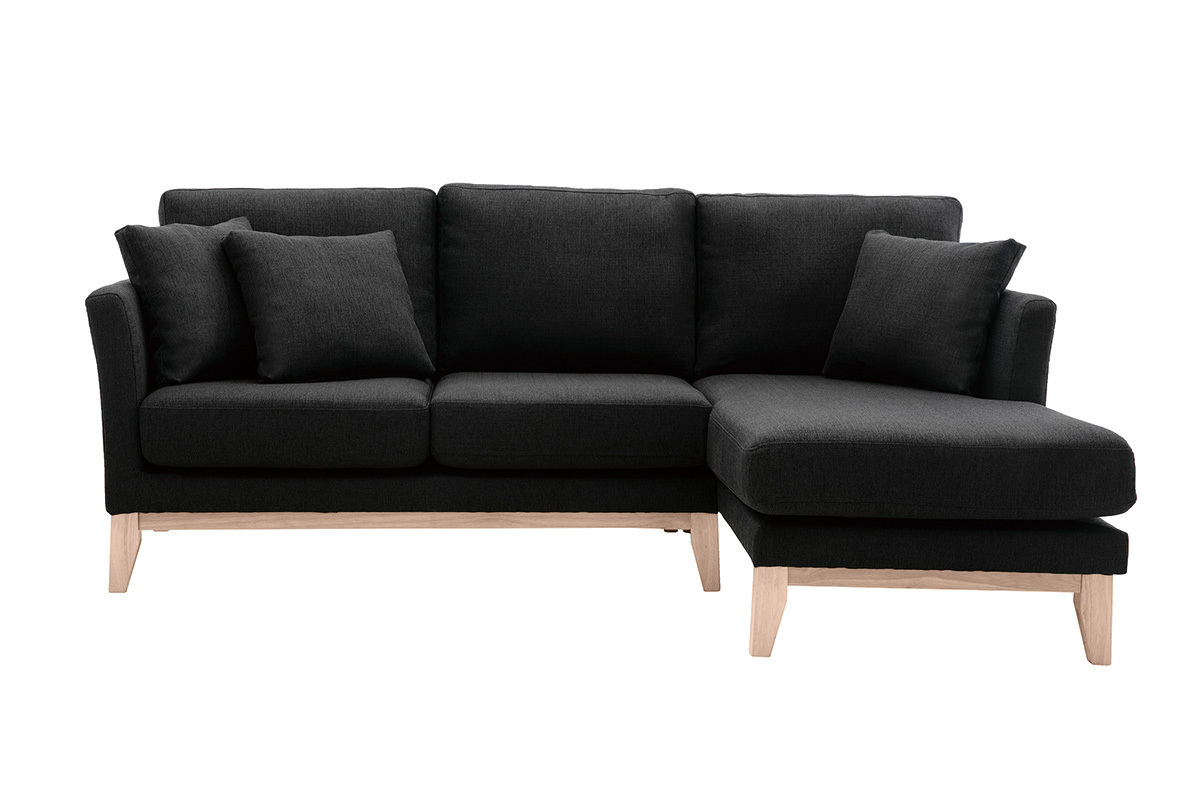 Ecksofa rechts OSLO im skandinavischen Stil aus dunkelgrauem, abziehbarem Stoff