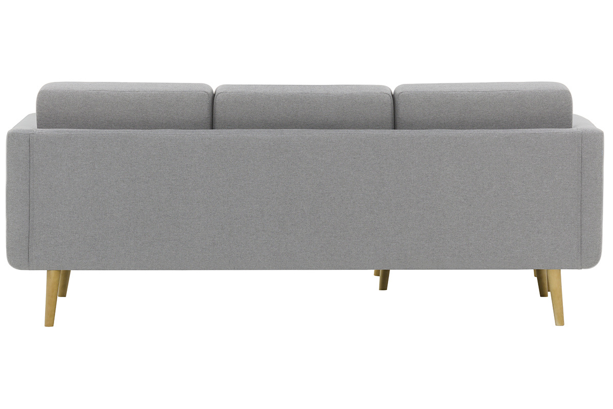 Ecksofa reversibel skandinavisch hellgrauer Stoff und Holz ELFE