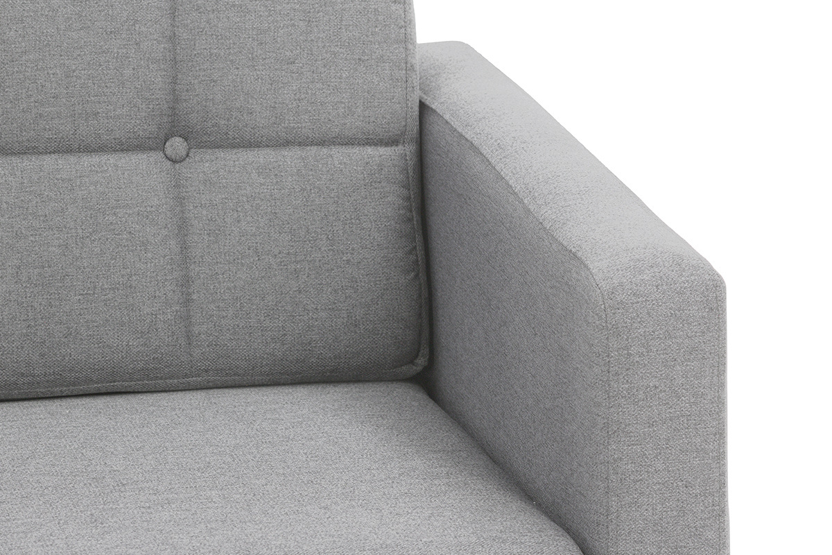 Ecksofa reversibel skandinavisch hellgrauer Stoff und Holz ELFE