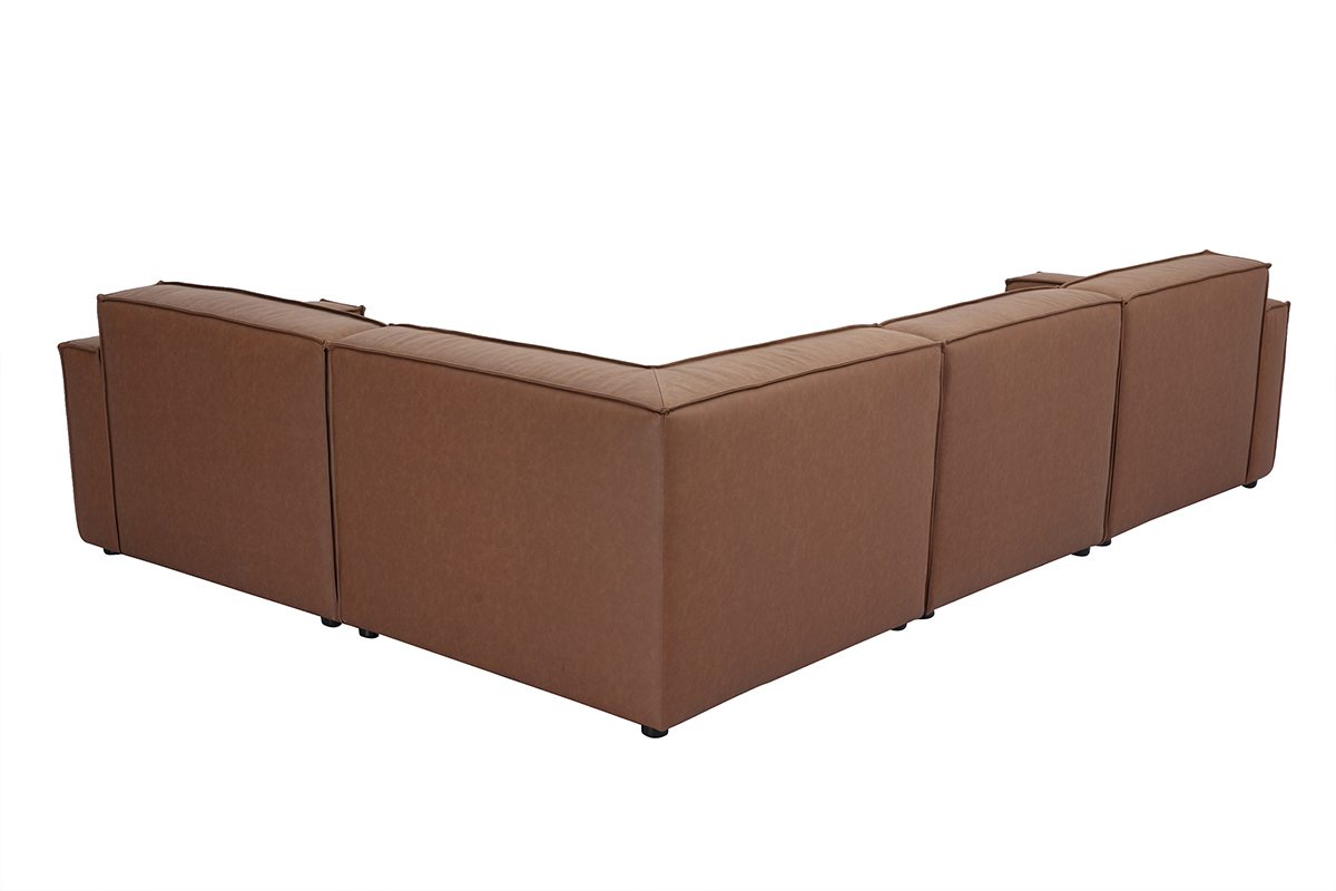 Ecksofa Vintage 5 Sitzer aus braunem Leder SPLIT modular