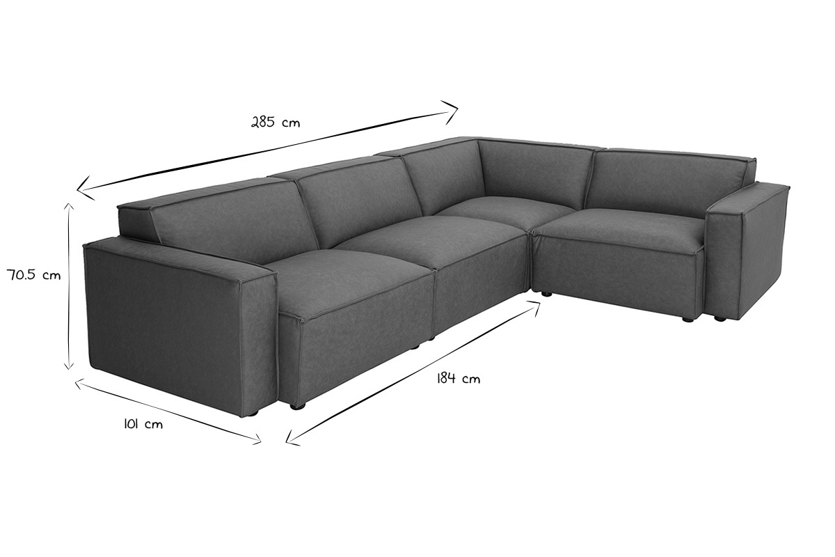 Ecksofa Vintage 5 Sitzer aus braunem Leder SPLIT modular