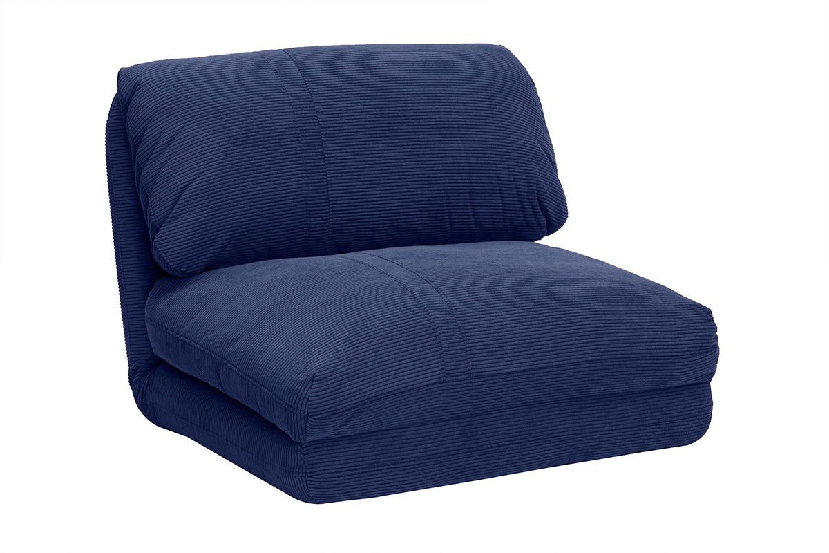 Einsitzer Kuschelsessel in dunkelblauem Cordstoff SPENCER wandelbar