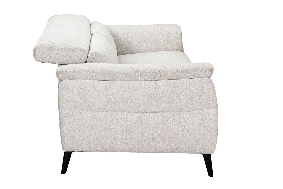 Elektrisches 3-Sitzer-Sofa mit verstellbaren Kopfst�tzen und Fu�st�tzen aus beigefarbenem, strukturiertem Samtstoff in Metalloptik VERBIER