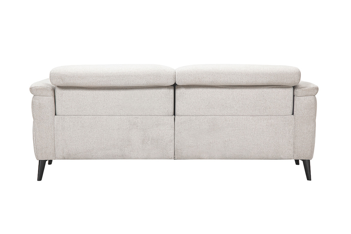 Elektrisches 3-Sitzer-Sofa mit verstellbaren Kopfst�tzen und Fu�st�tzen aus beigefarbenem, strukturiertem Samtstoff in Metalloptik VERBIER