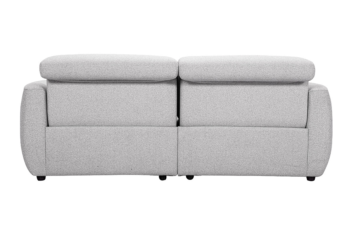 Hellgraues 3-Sitzer-Elektrosofa mit verstellbaren Kopfst�tzen, R�ckansicht