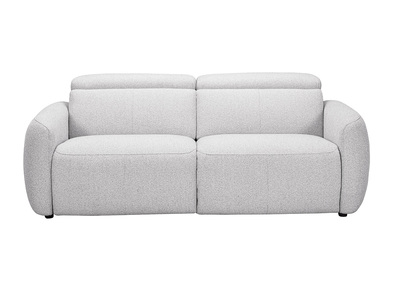 Elektrisches 3-Sitzer-Sofa mit verstellbaren Kopfst&uuml;tzen und Fu&szlig;st&uuml;tzen aus Stoff mit texturierter Samtoptik hellgrau MORZINE