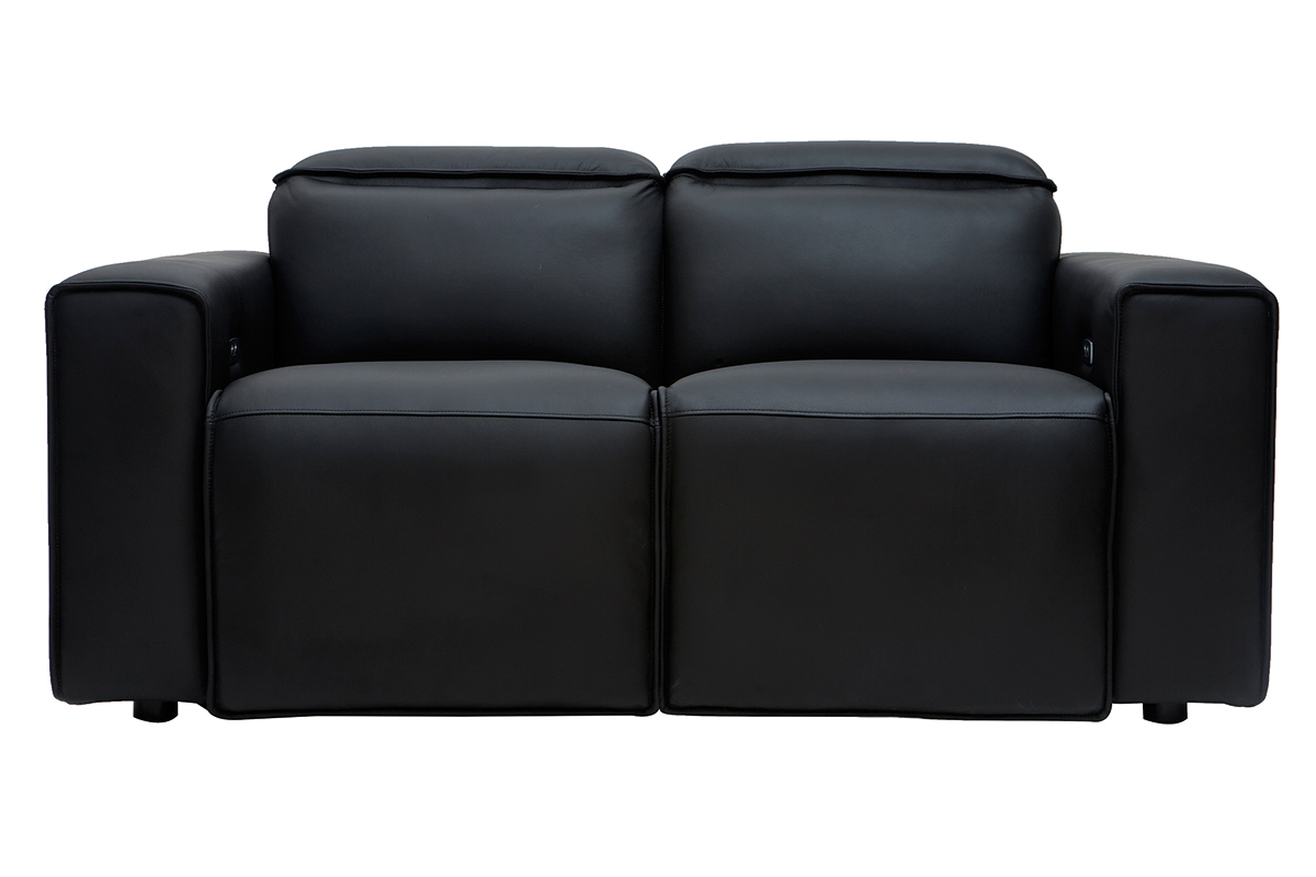 Elektrisches Relax-Sofa aus schwarzem Leder mit verstellbarer Kopfsttze RUIZ - Bffelleder