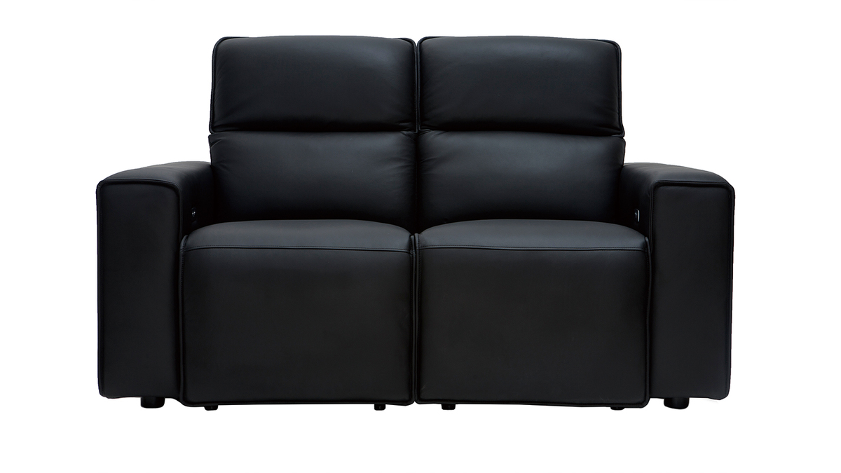 Elektrisches Relax-Sofa aus schwarzem Leder mit verstellbarer Kopfsttze RUIZ - Bffelleder