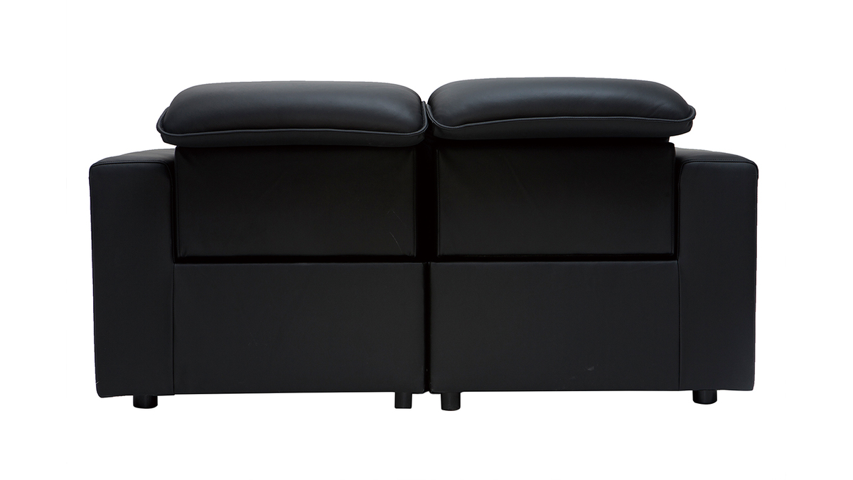 Elektrisches Relax-Sofa aus schwarzem Leder mit verstellbarer Kopfsttze RUIZ - Bffelleder