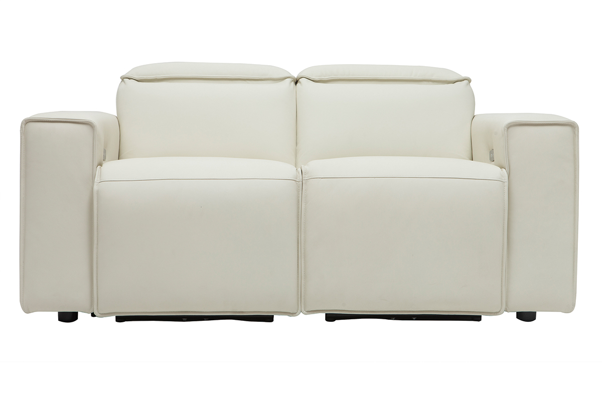 Elektrisches Relax-Sofa aus weiem Leder mit verstellbarer Kopfsttze RUIZ - Bffelleder