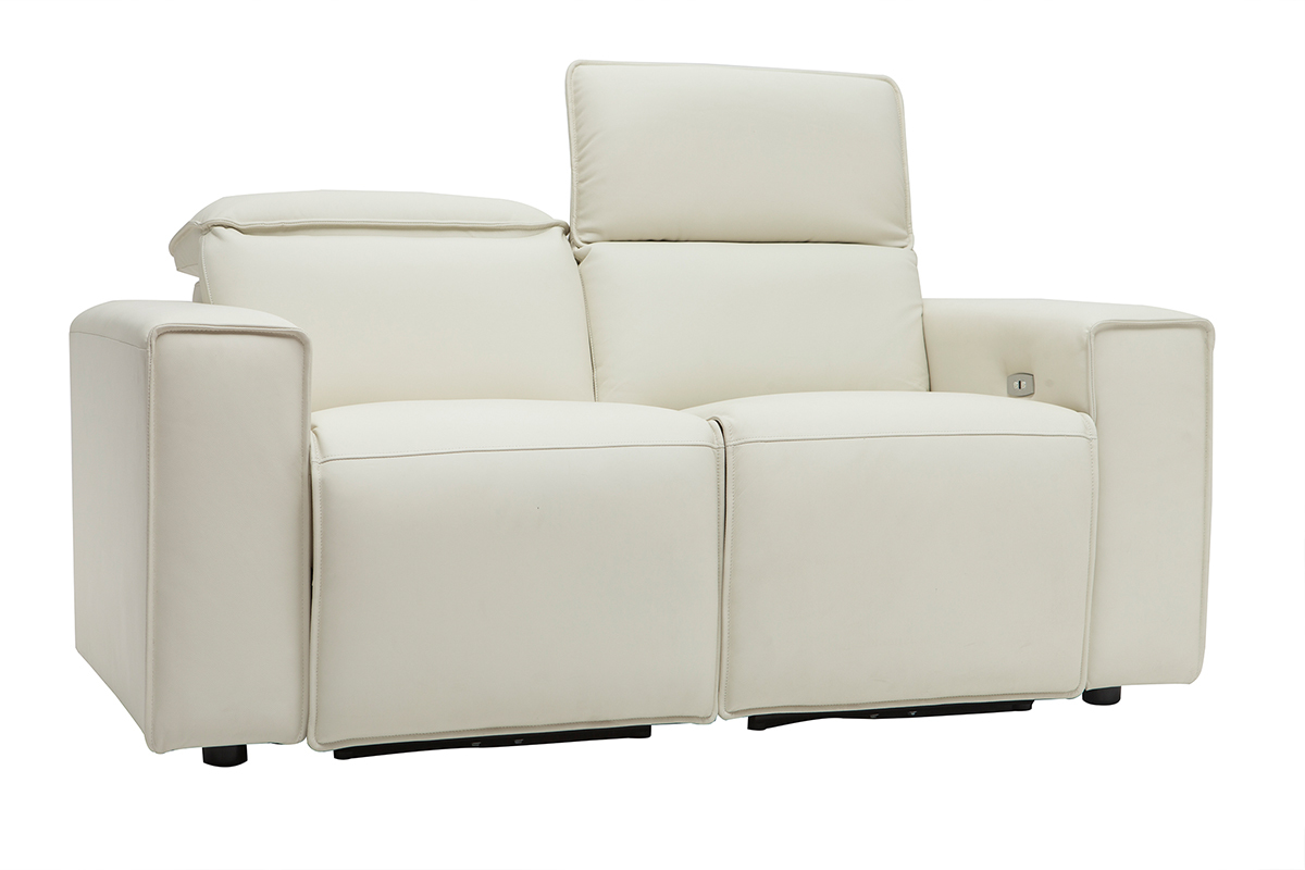 Elektrisches Relax-Sofa aus weiem Leder mit verstellbarer Kopfsttze RUIZ - Bffelleder