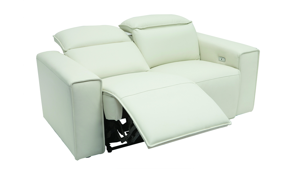 Elektrisches Relax-Sofa aus weiem Leder mit verstellbarer Kopfsttze RUIZ - Bffelleder