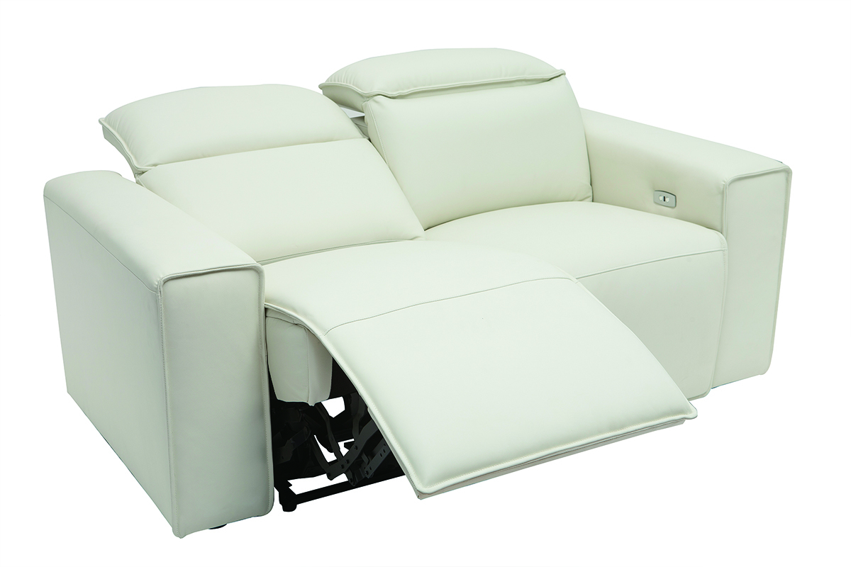 Elektrisches Relax-Sofa aus weiem Leder mit verstellbarer Kopfsttze RUIZ - Bffelleder