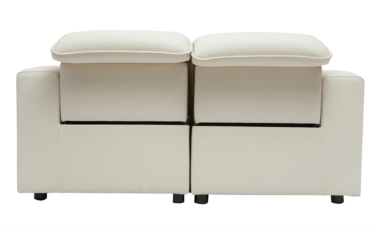 Elektrisches Relax-Sofa aus weiem Leder mit verstellbarer Kopfsttze RUIZ - Bffelleder