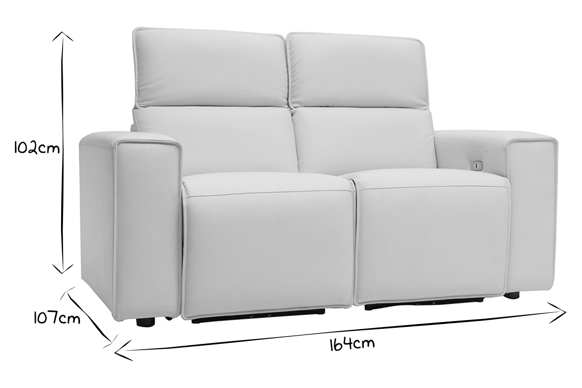 Elektrisches Relax-Sofa aus weiem Leder mit verstellbarer Kopfsttze RUIZ - Bffelleder