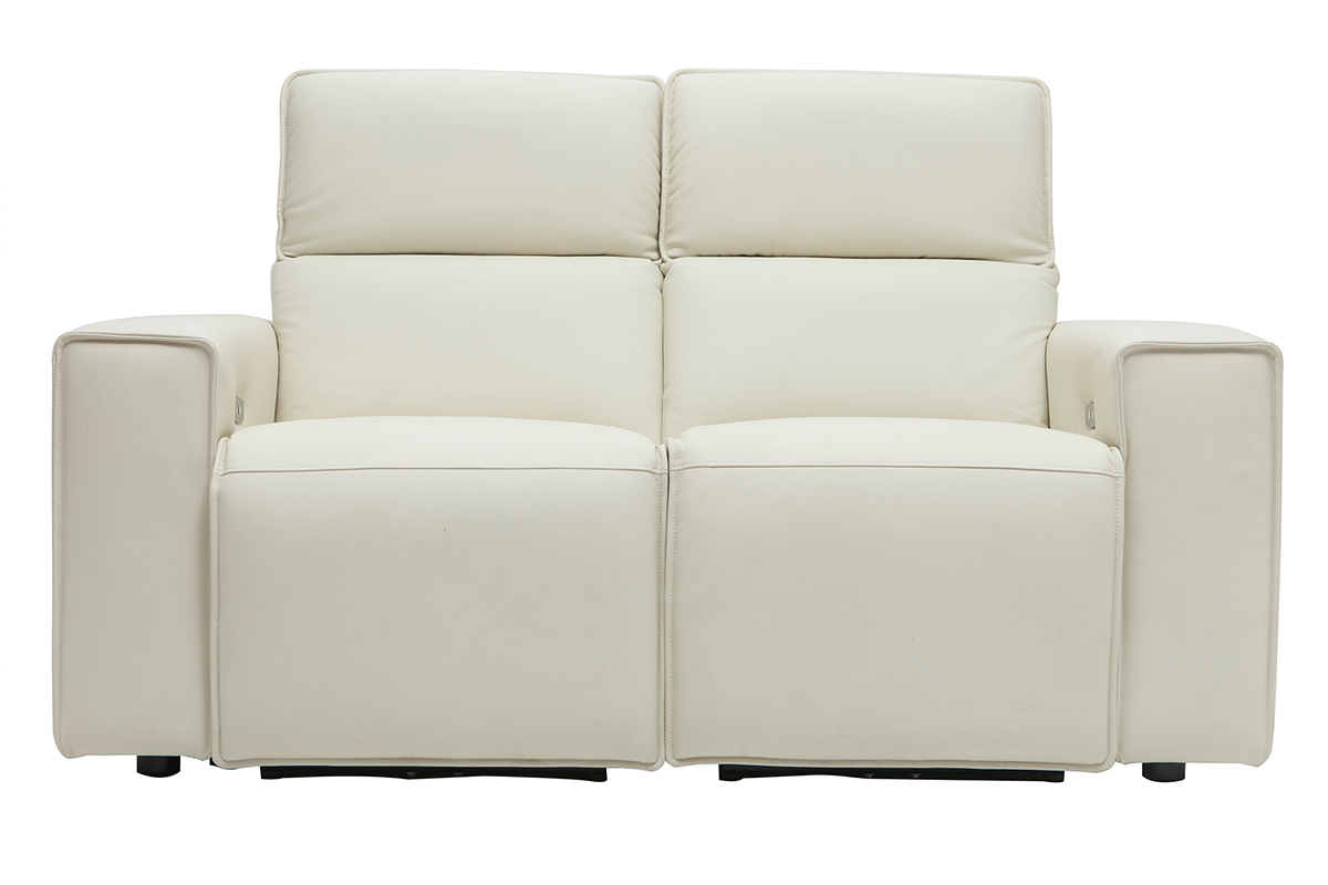 Elektrisches Relax-Sofa aus weiem Leder mit verstellbarer Kopfsttze RUIZ - Bffelleder