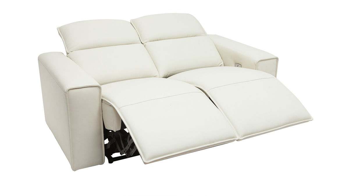 Elektrisches Relax-Sofa aus weiem Leder mit verstellbarer Kopfsttze RUIZ - Bffelleder