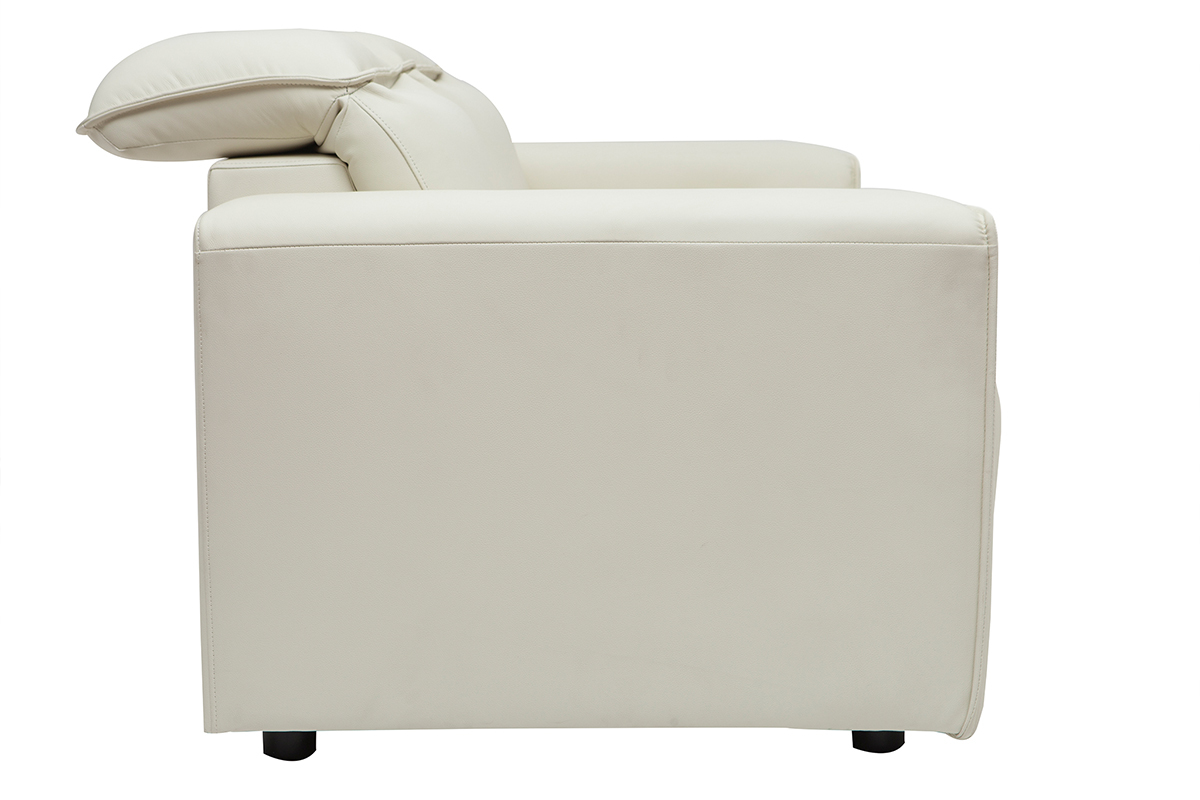 Elektrisches Relax-Sofa aus weiem Leder mit verstellbarer Kopfsttze RUIZ - Bffelleder