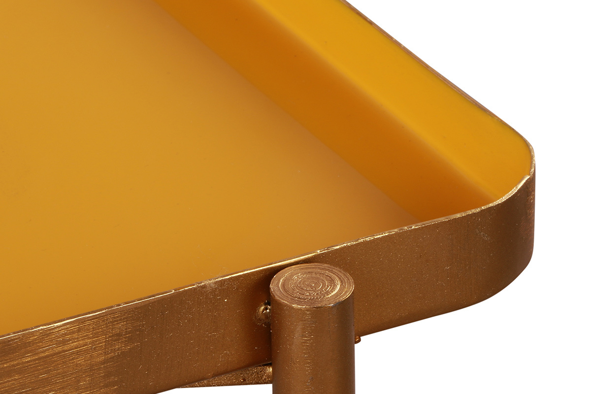 Entenblau und senffarben lackierte Verschachtelungs-Couchtische (2er-Set) ZURIA