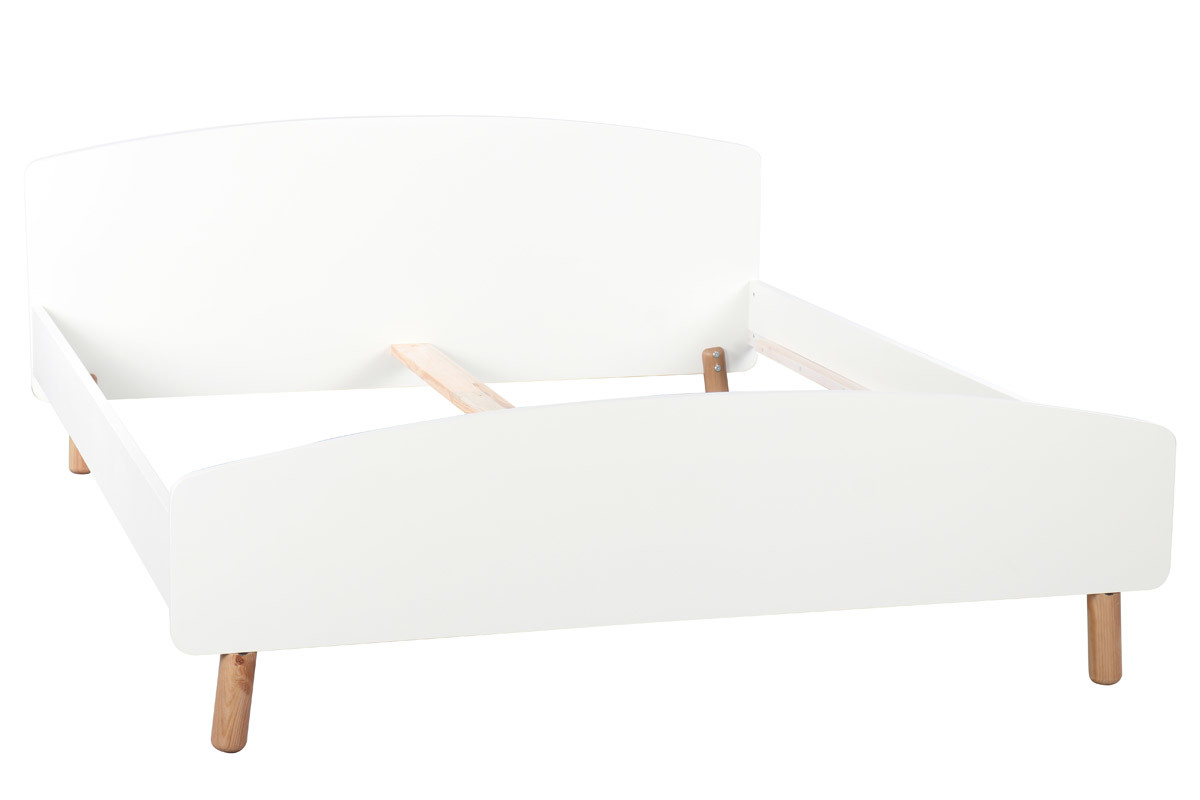 Erwachsenenbett 160 x 200 cm Holz und Wei NEA