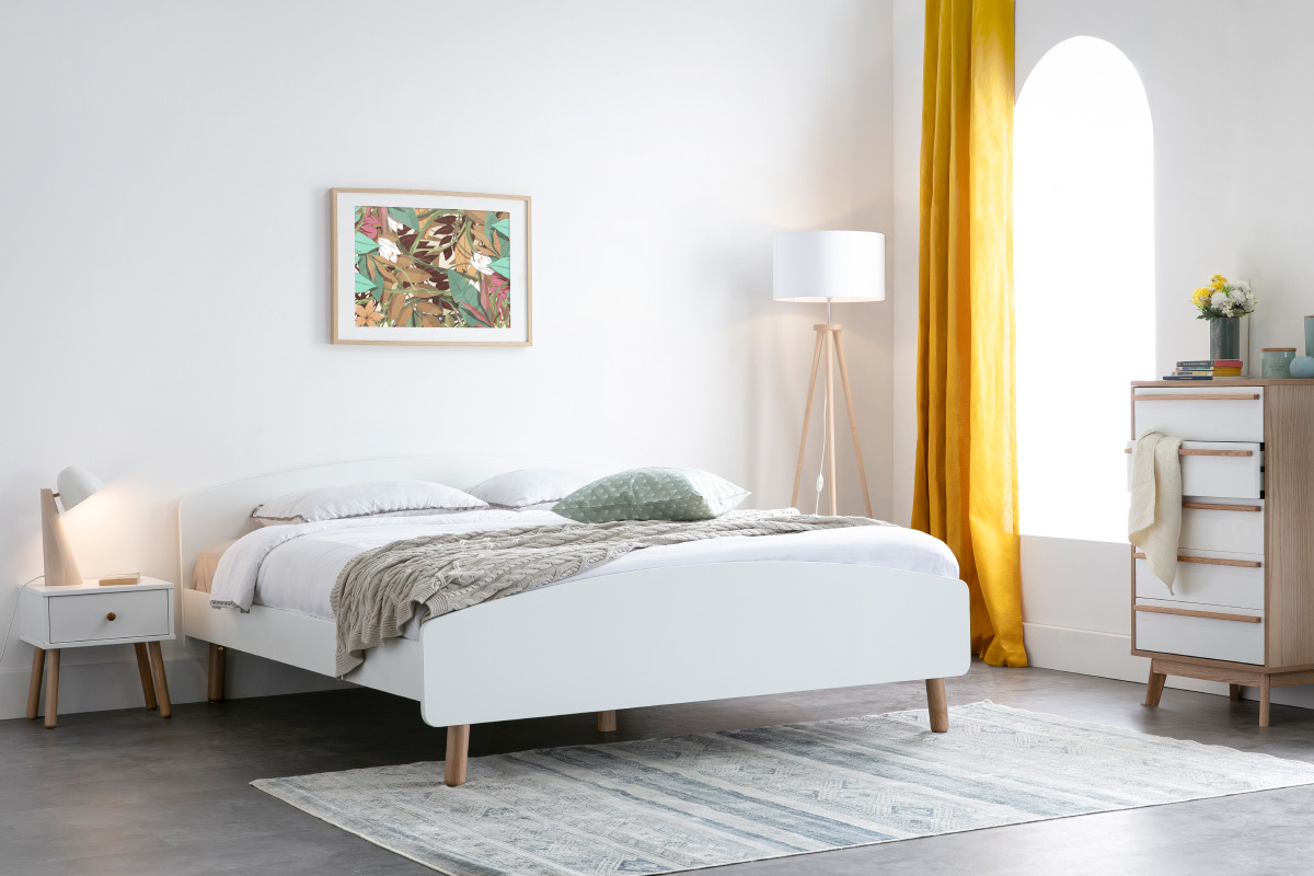 Erwachsenenbett 160 x 200 cm Holz und Wei NEA