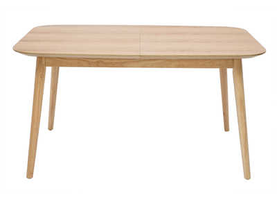 Erweiterbarer Tisch mit integrierten Verlängerungen rechteckig aus hellem Holz mit Eichenfurnier B140-170 cm ANK