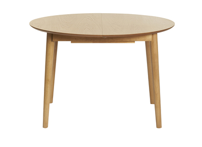 Erweiterbarer Tisch mit integrierten Verlängerungen rund aus hellem Holz mit Eichenfurnier B115-154 cm EGO