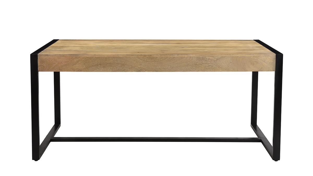 Esstisch aus massivem Mangoholz und schwarzem Metall B 175 cm BERGEN