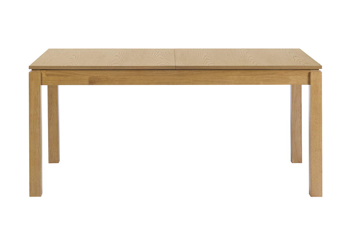 Ausziehbarer Esstisch aus hellem Eichenholz, Vorderansicht, Ma�e L170-230 cm.