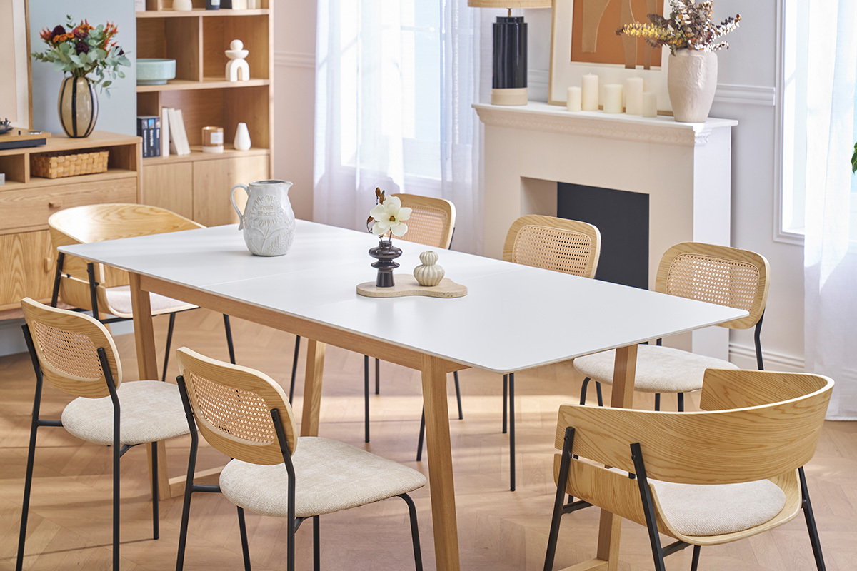 Esstisch ausziehbar helles Holz und wei L160-240 cm LAHO