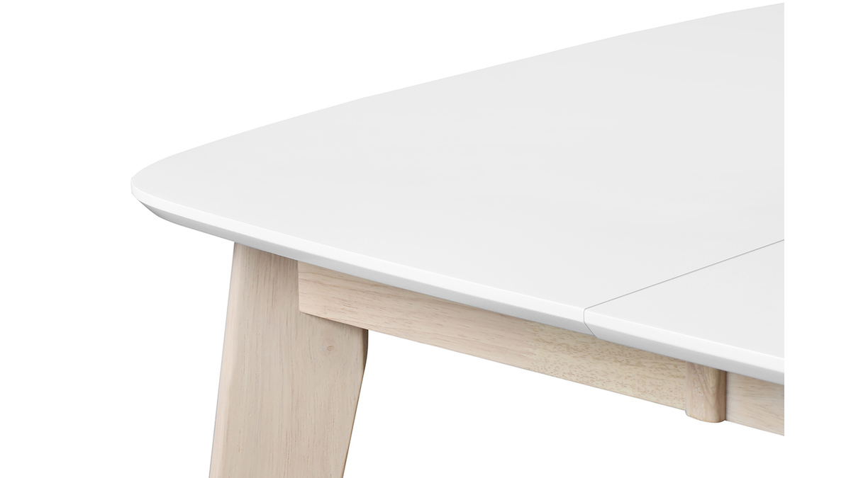 Esstisch ausziehbar skandinavisch quadratisch Weiß und Holz L90-130 LEENA