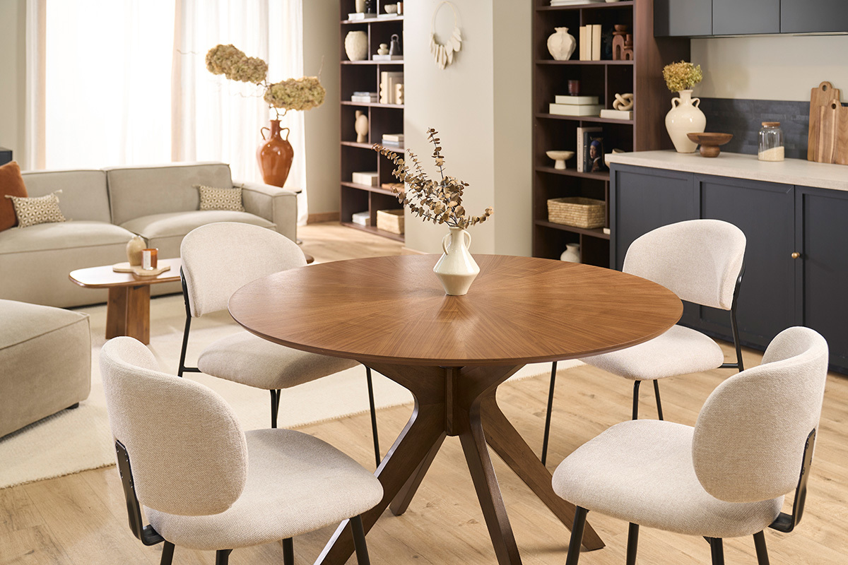 Esstisch Design Rund Nussbaum D120 cm DIELLI