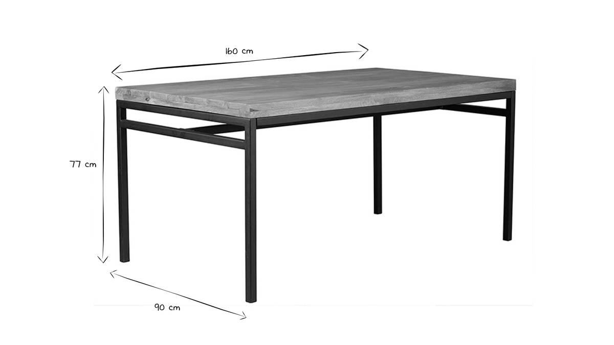 Esstisch im Industrie-Look Mangobaum und Metall L160 YPSTER