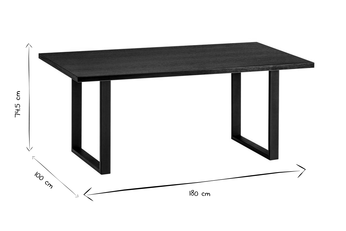 Esstisch Industrial schwarzes Eichenfurnier und schwarzes Metall L180 cm VALDA