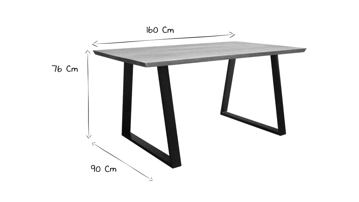 Esstisch Mango und schwarzes Metall 160cm VIJAY