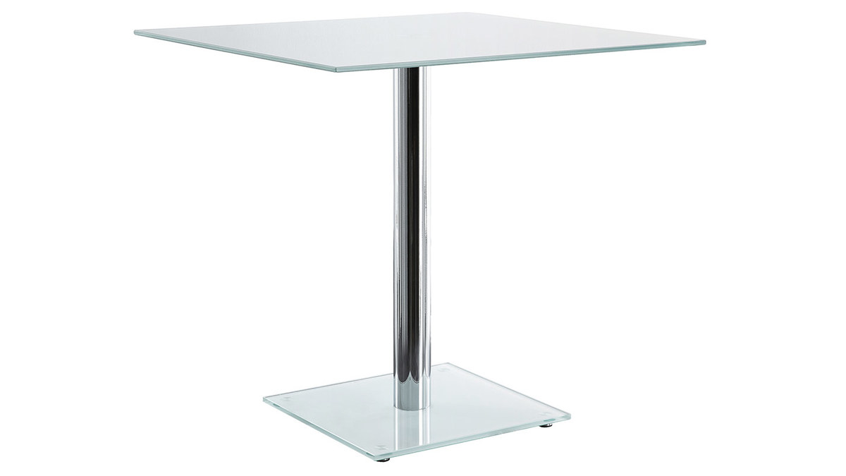 Esstisch rechteckig aus weiem Glas und verchromten Tischbeine 80cm KROM
