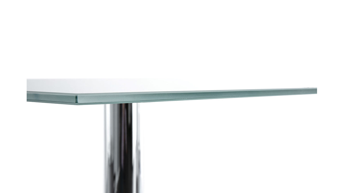 Esstisch rechteckig aus weiem Glas und verchromten Tischbeine 80cm KROM
