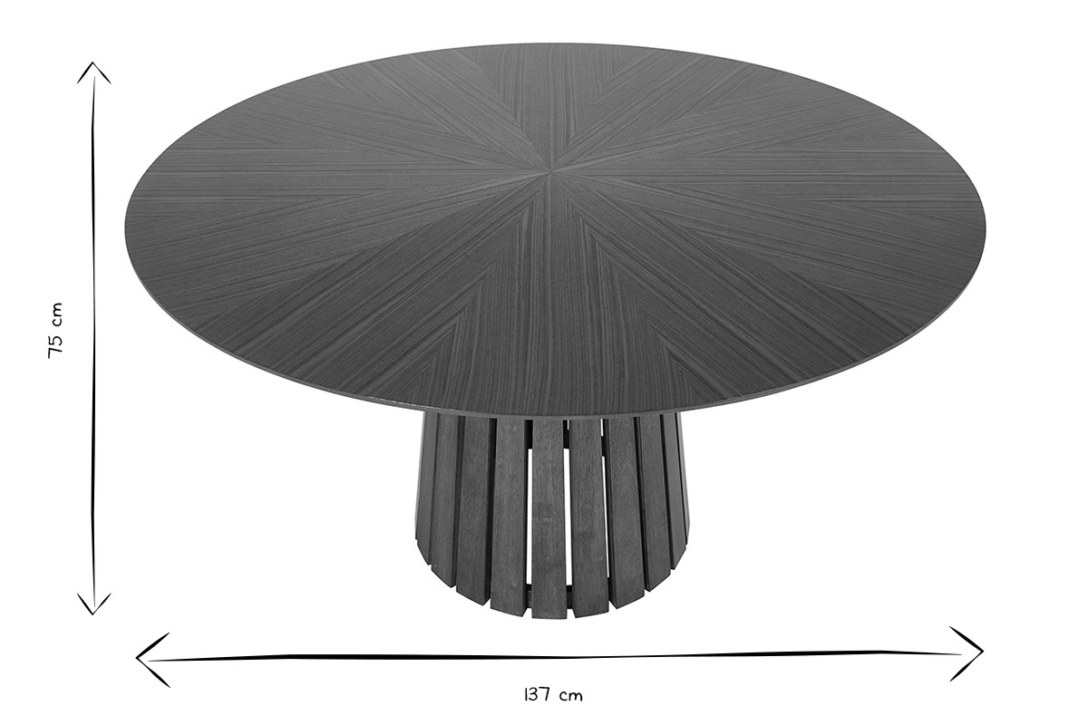 Runder DITA-Tisch, Draufsicht, Durchmesser 137 cm, H�he 75 cm, in Schwarz und Wei�.
