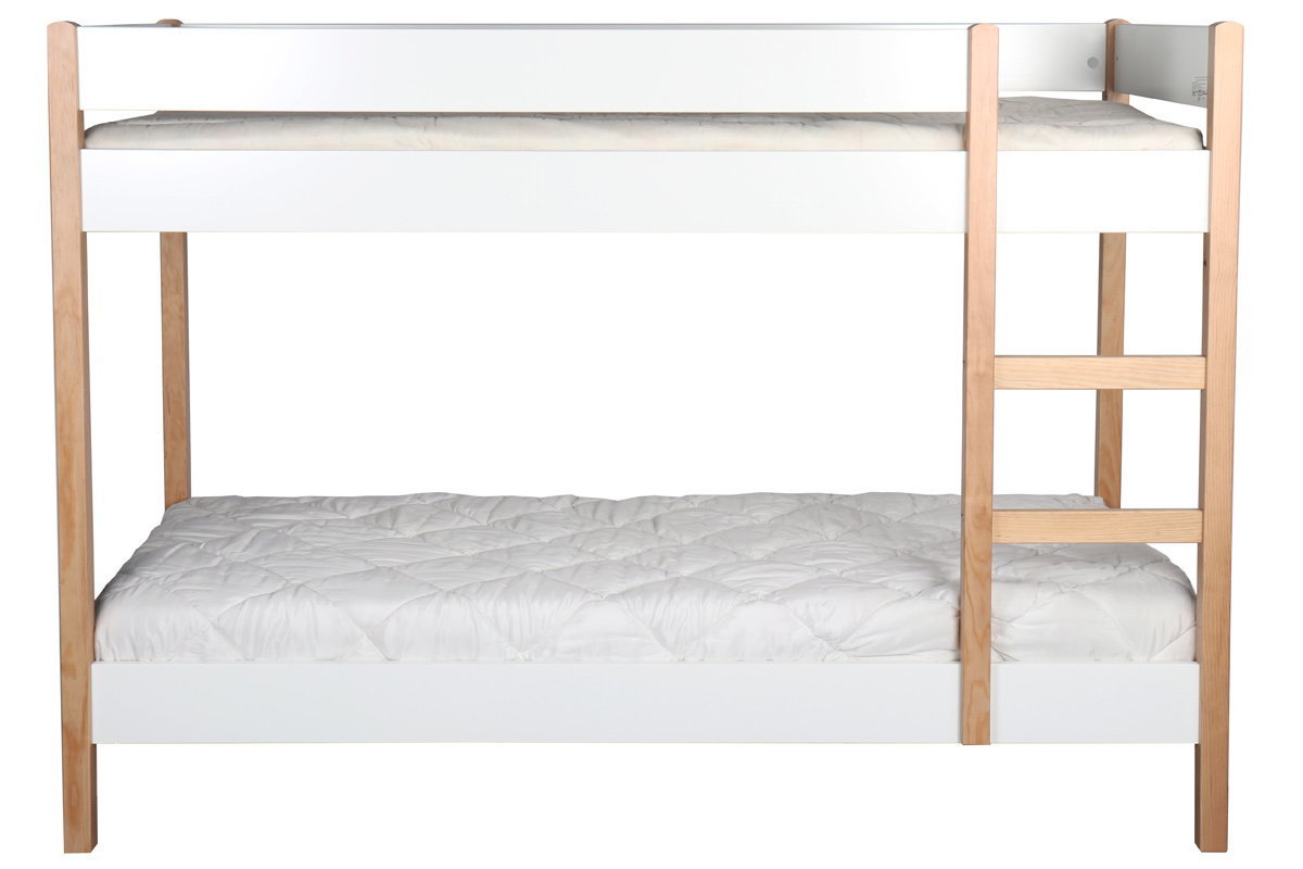Etagenbett Kind mit herausnehmbaren Platten helles Holz und Wei ALTO